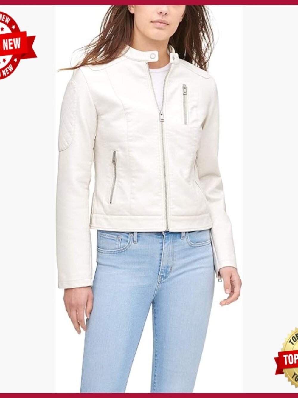 Faux Leather Motocross Racer Jacket, Standard and Plus Sizes